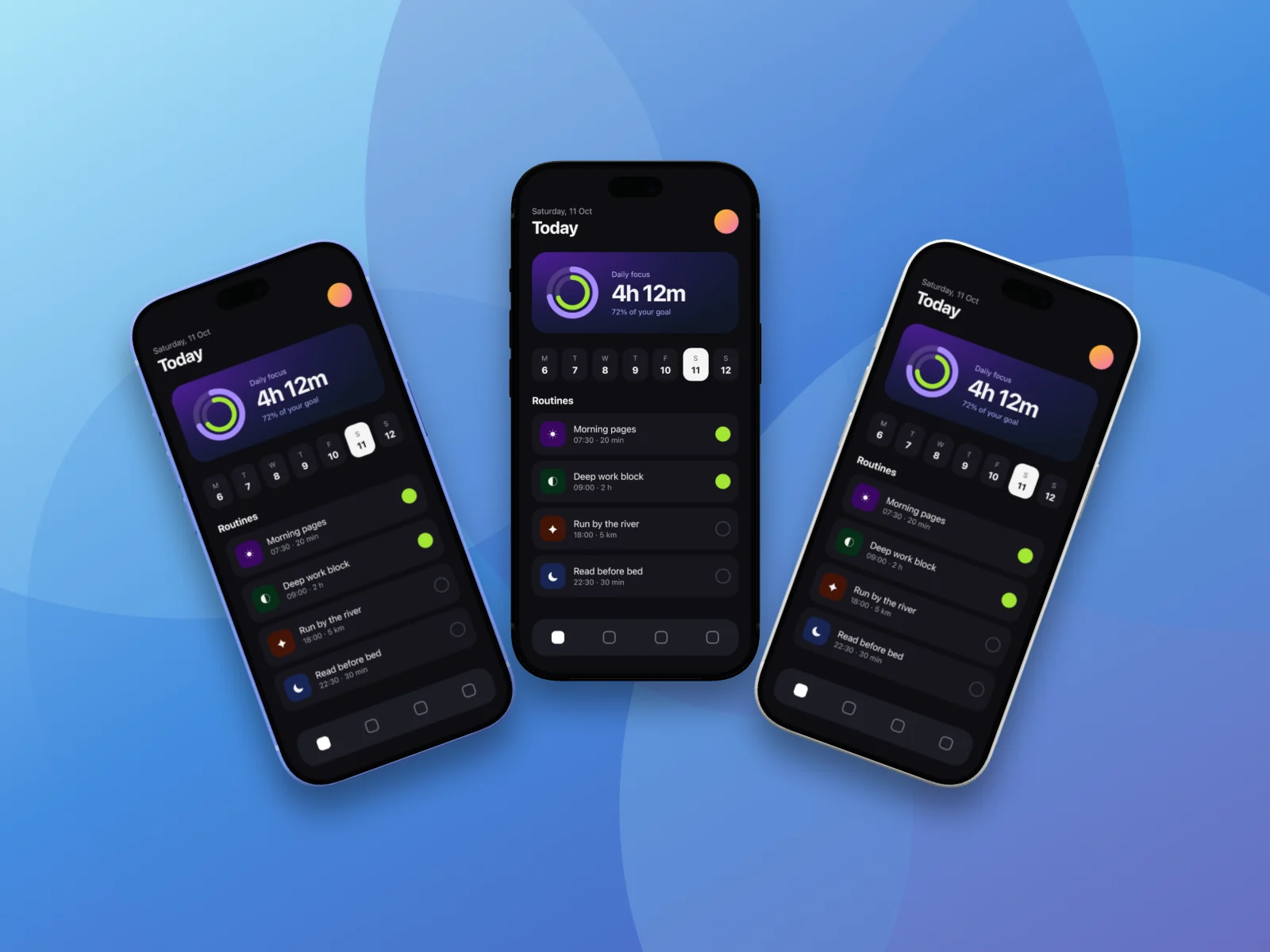 Trio template: 3 × iPhone, fan.